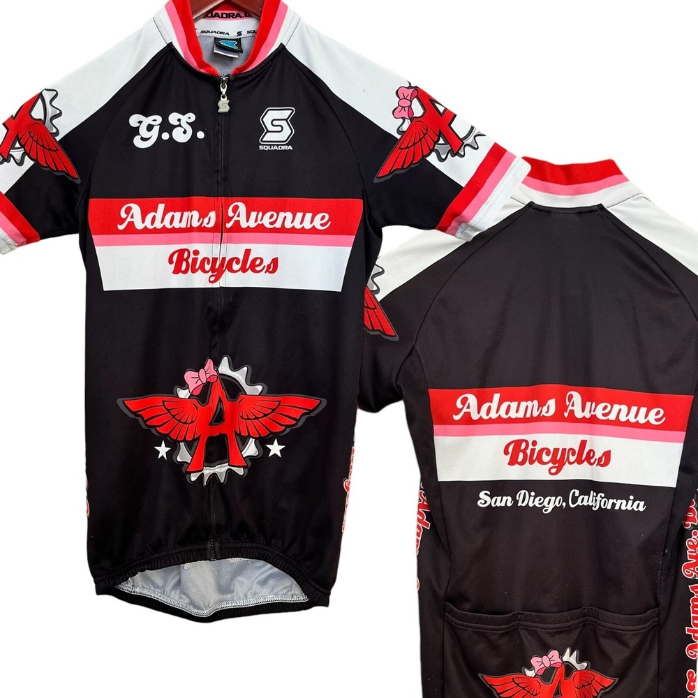 Squadra Womens Cycling Jersey XS Black Full Zip Adams Avenue Bicycles Racing